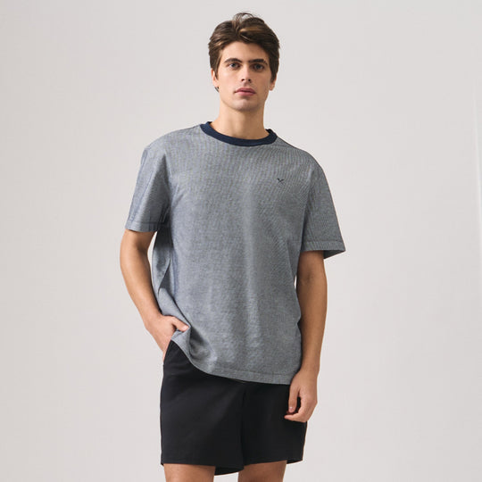 Regular Fit Ringer T-Shirt In Two-Tone Textured Knit