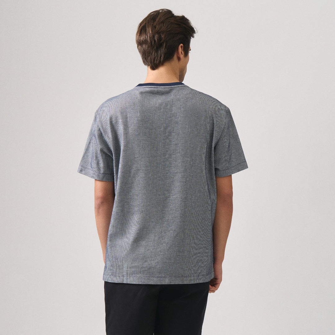 Regular Fit Ringer T-Shirt In Two-Tone Textured Knit