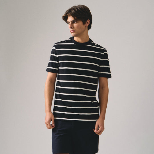 Regular Fit Basic Striped T-Shirt In  Knit Jersey