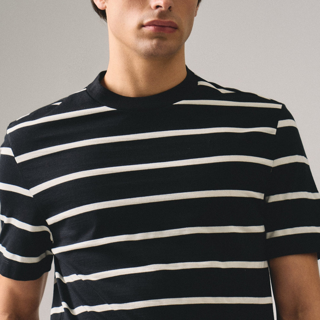 Regular Fit Basic Striped T-Shirt In  Knit Jersey