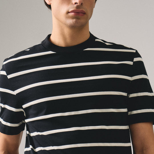 Regular Fit Basic Striped T-Shirt In  Knit Jersey