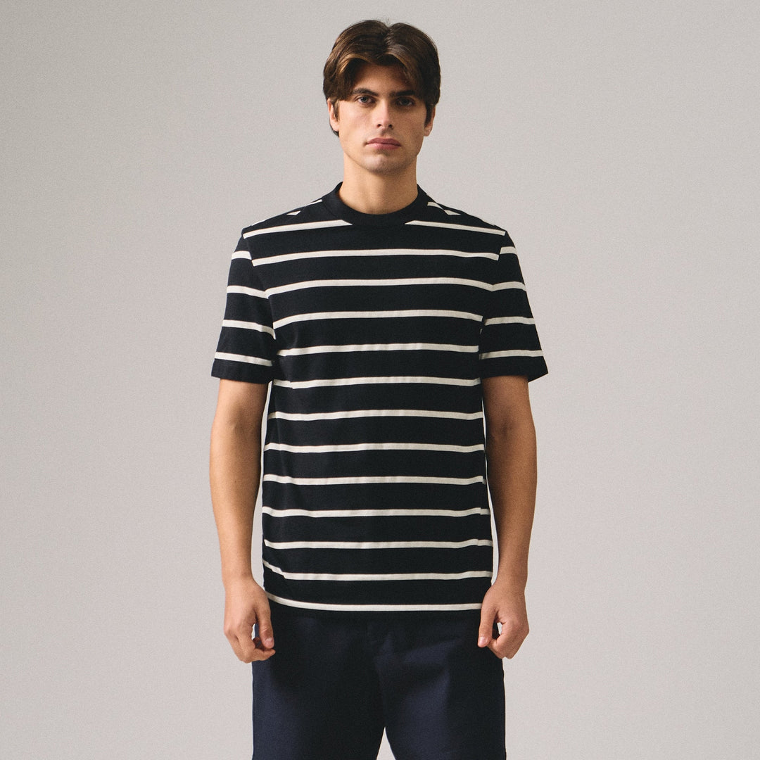 Regular Fit Basic Striped T-Shirt In  Knit Jersey