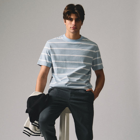 Regular Fit Basic Striped T-Shirt In Knit Jersey