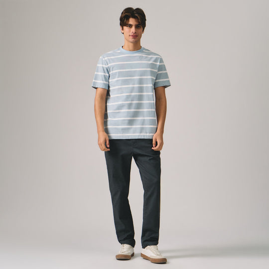 Regular Fit Basic Striped T-Shirt In  Knit Jersey