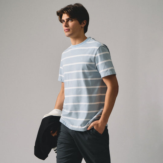 Regular Fit Basic Striped T-Shirt In  Knit Jersey