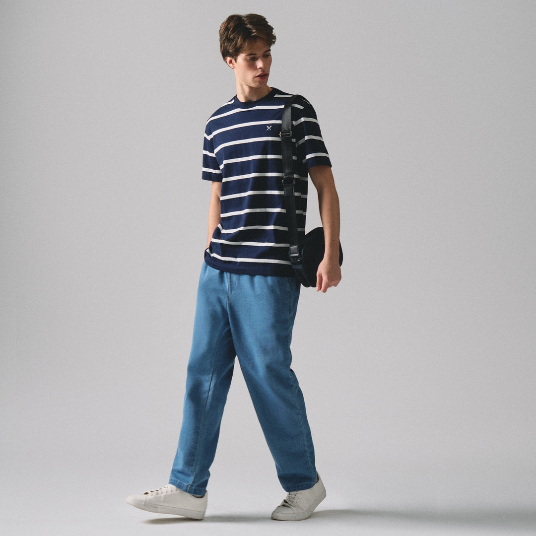 Regular Fit Basic Striped T-Shirt In  Knit Jersey