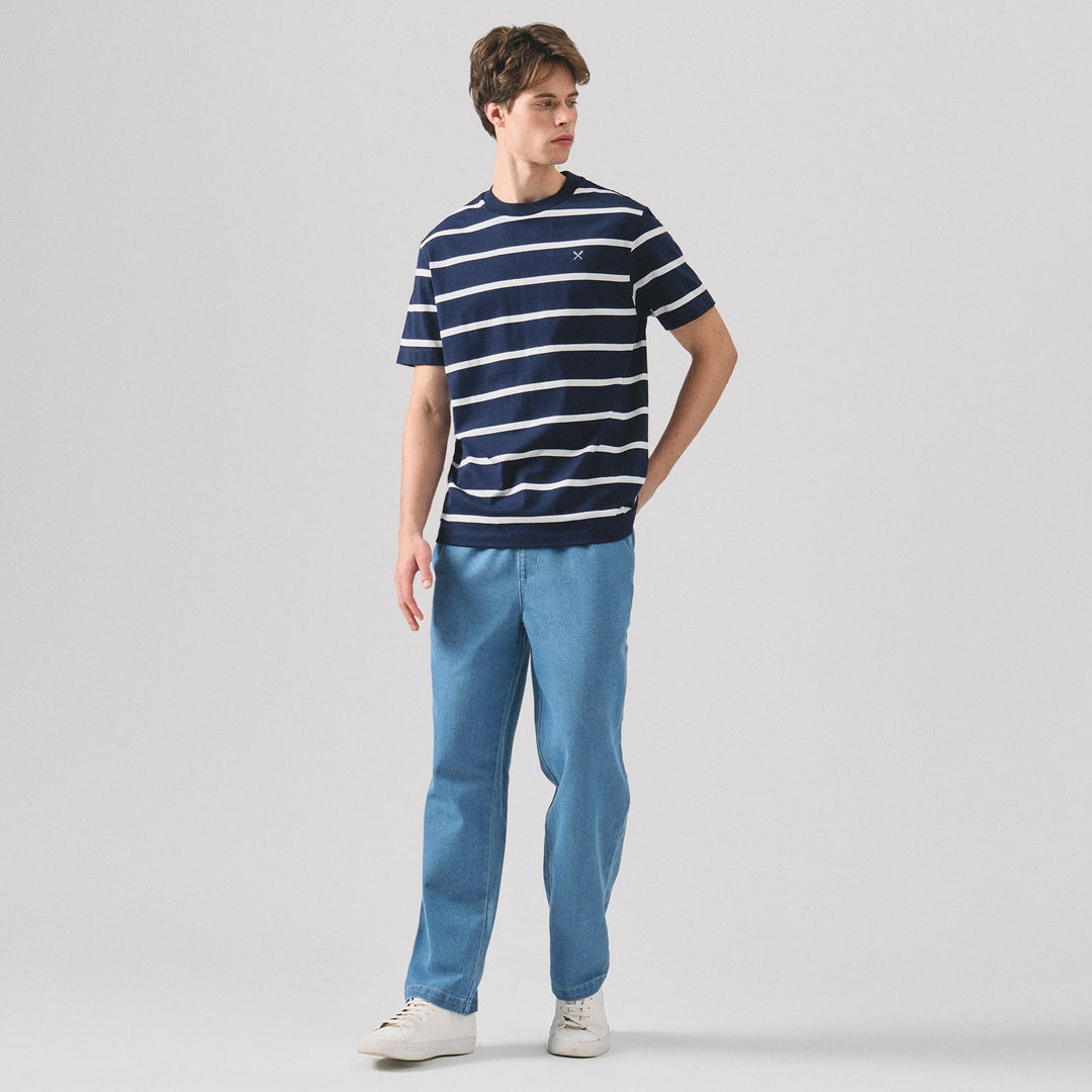Regular Fit Basic Striped T-Shirt In  Knit Jersey