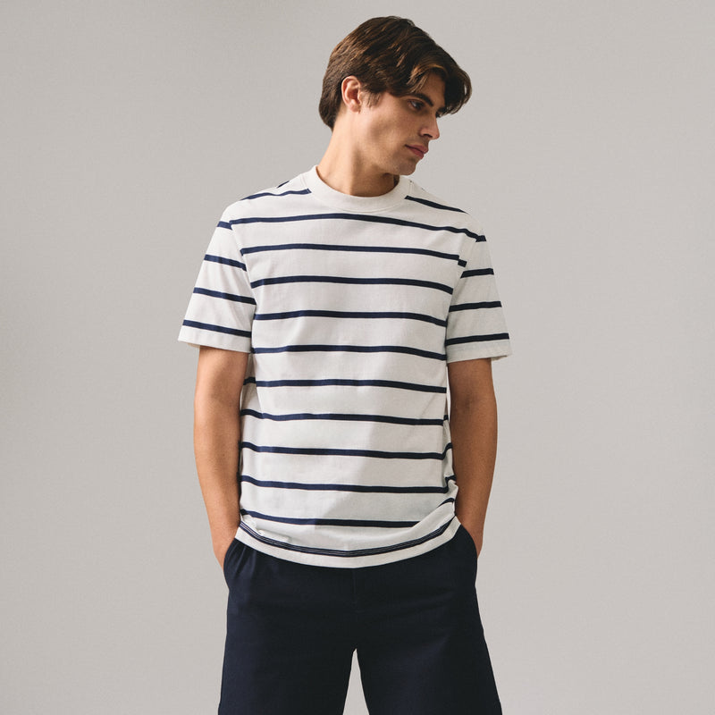 Regular Fit Basic Striped T-Shirt In  Knit Jersey
