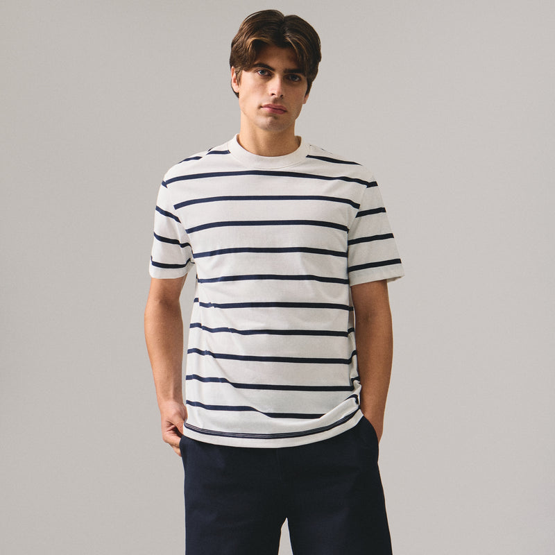 Regular Fit Basic Striped T-Shirt In  Knit Jersey