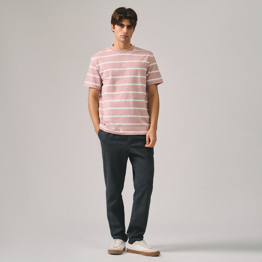 Regular Fit Basic Striped T-Shirt In  Knit Jersey