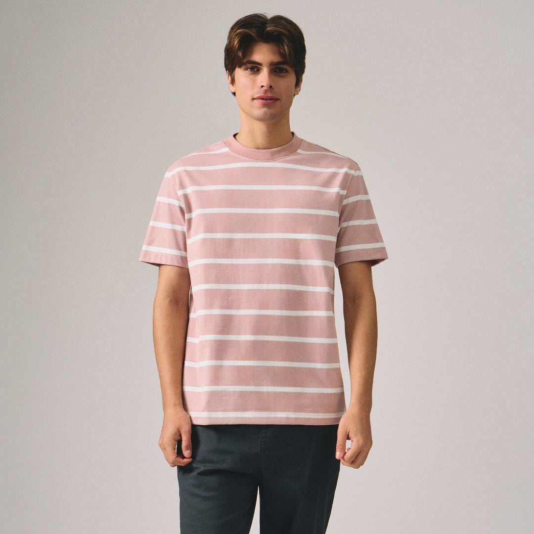 Regular Fit Basic Striped T-Shirt In  Knit Jersey