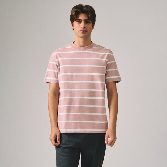 Regular Fit Basic Striped T-Shirt In  Knit Jersey