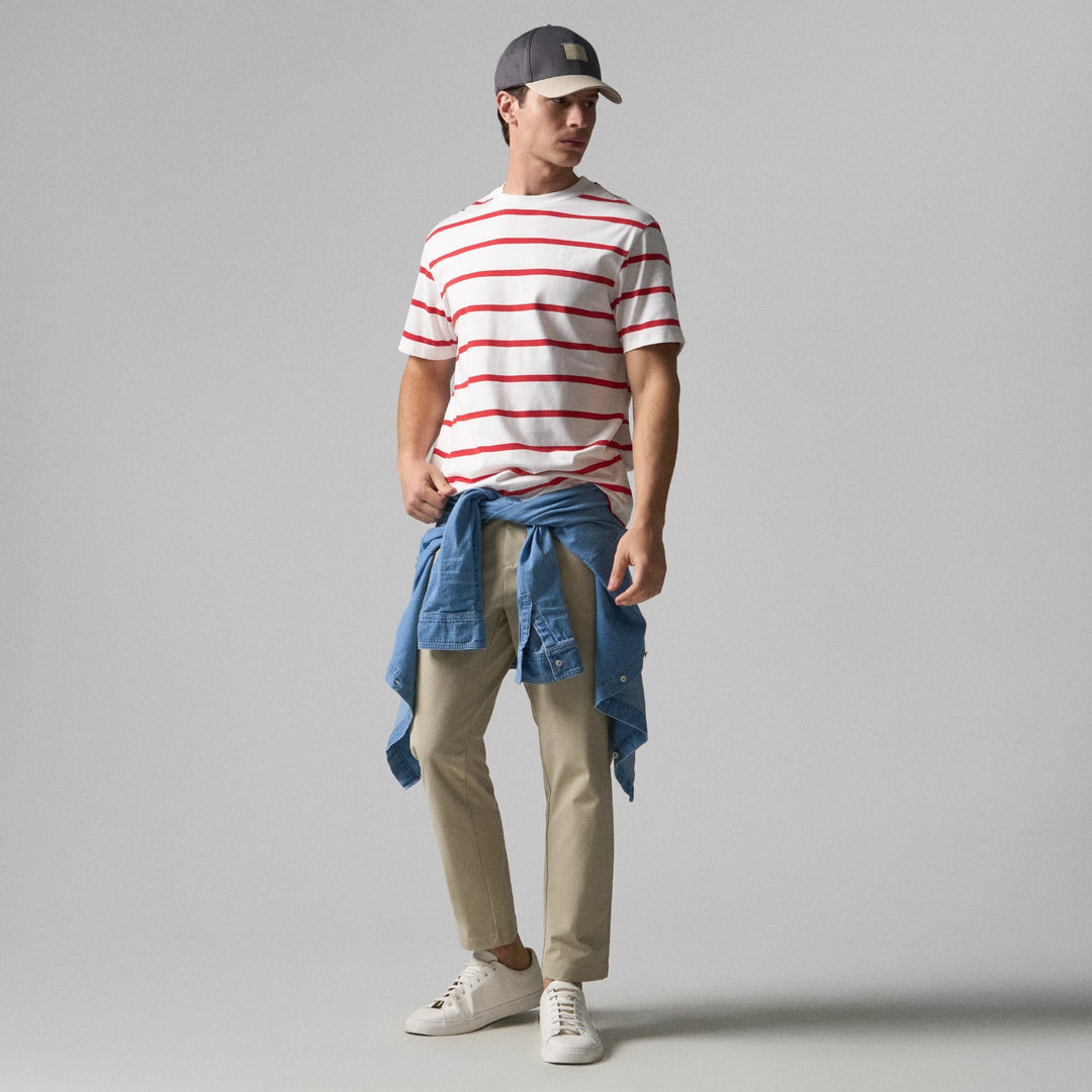 Regular Fit Basic Striped T-Shirt In  Knit Jersey