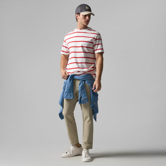 Regular Fit Basic Striped T-Shirt In  Knit Jersey