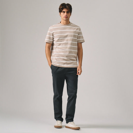 Regular Fit Basic Striped T-Shirt In  Knit Jersey