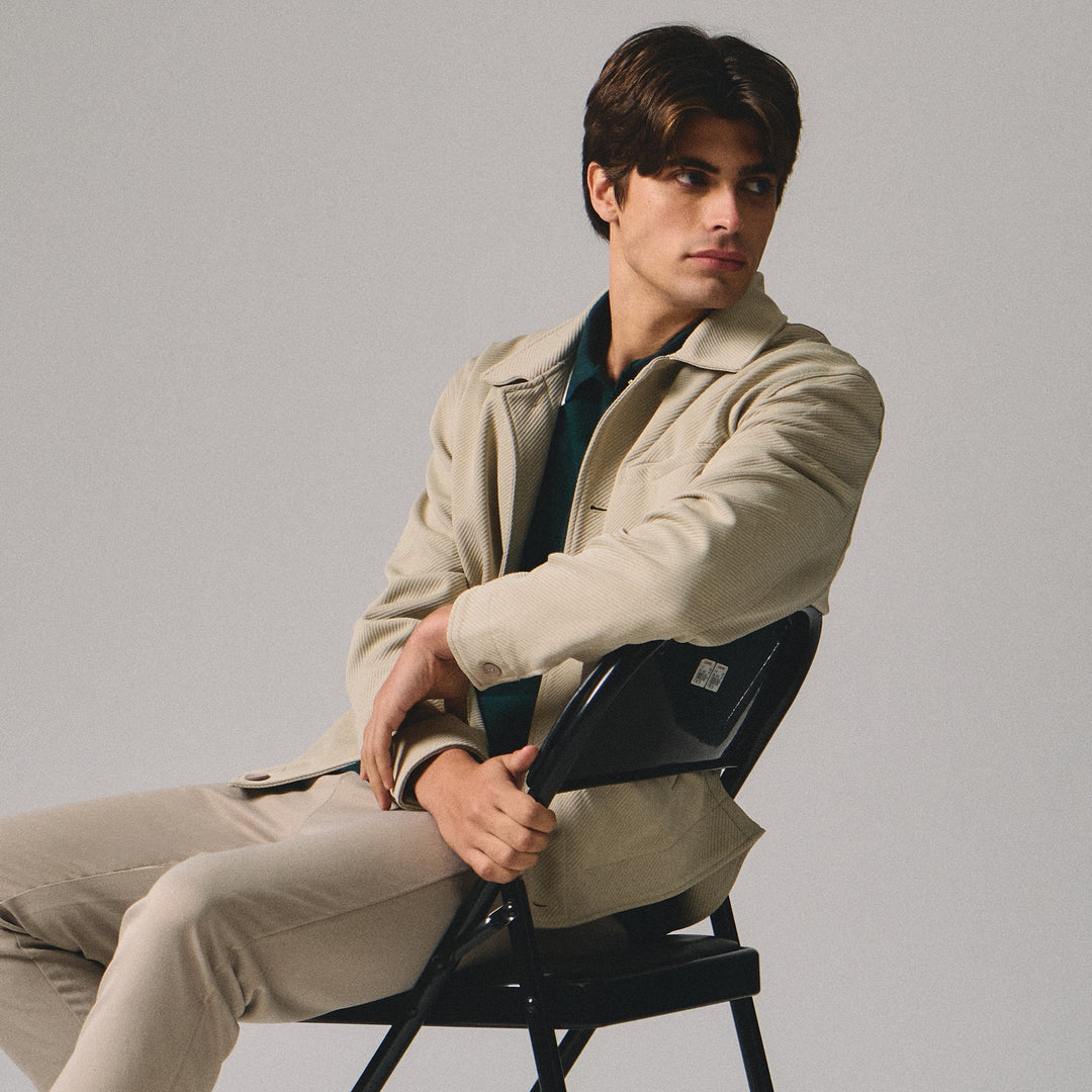 Regular Fit V-Placket Polo Shirt With Contrast Jacquard Collar In Pique