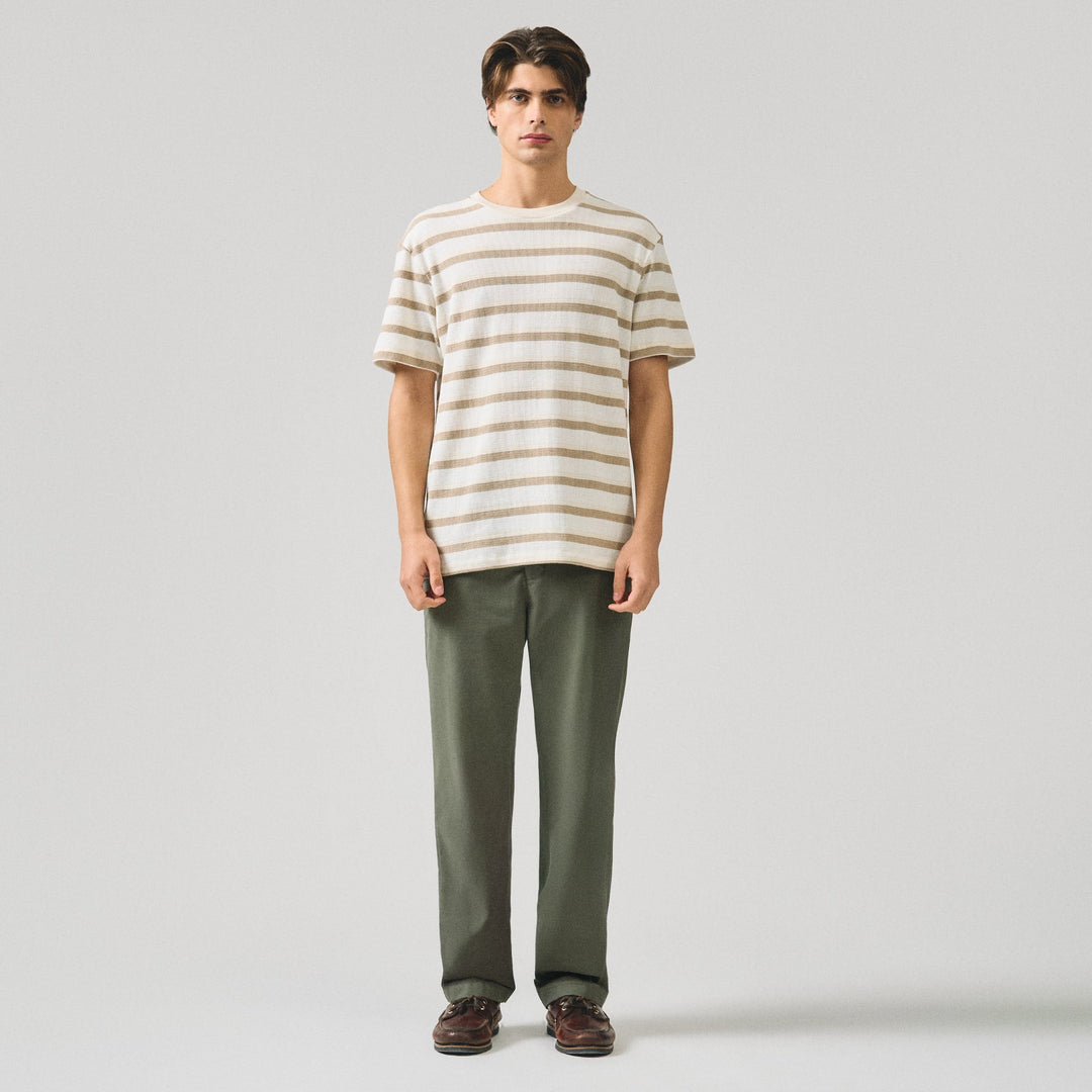 Regular Fit T-Shirt With Embossed Stripe Jacquard Detail In Heavy Jersey