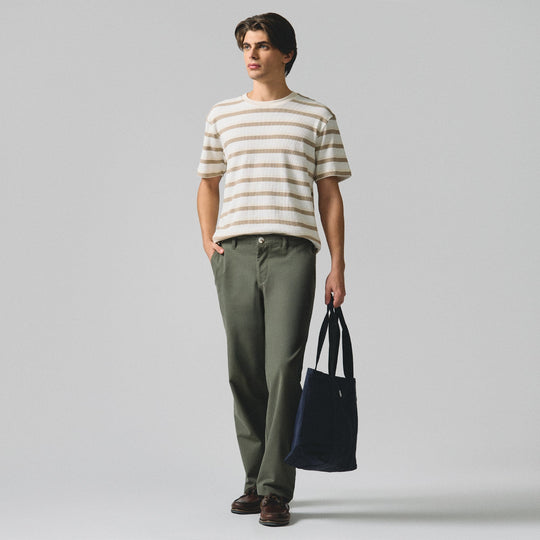 Regular Fit T-Shirt With Embossed Stripe Jacquard Detail In Heavy Jersey