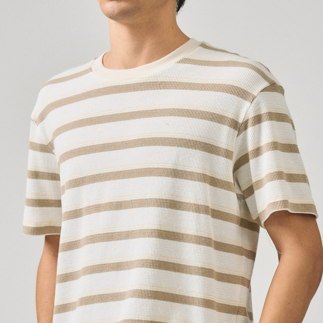 Regular Fit T-Shirt With Embossed Stripe Jacquard Detail In Heavy Jersey
