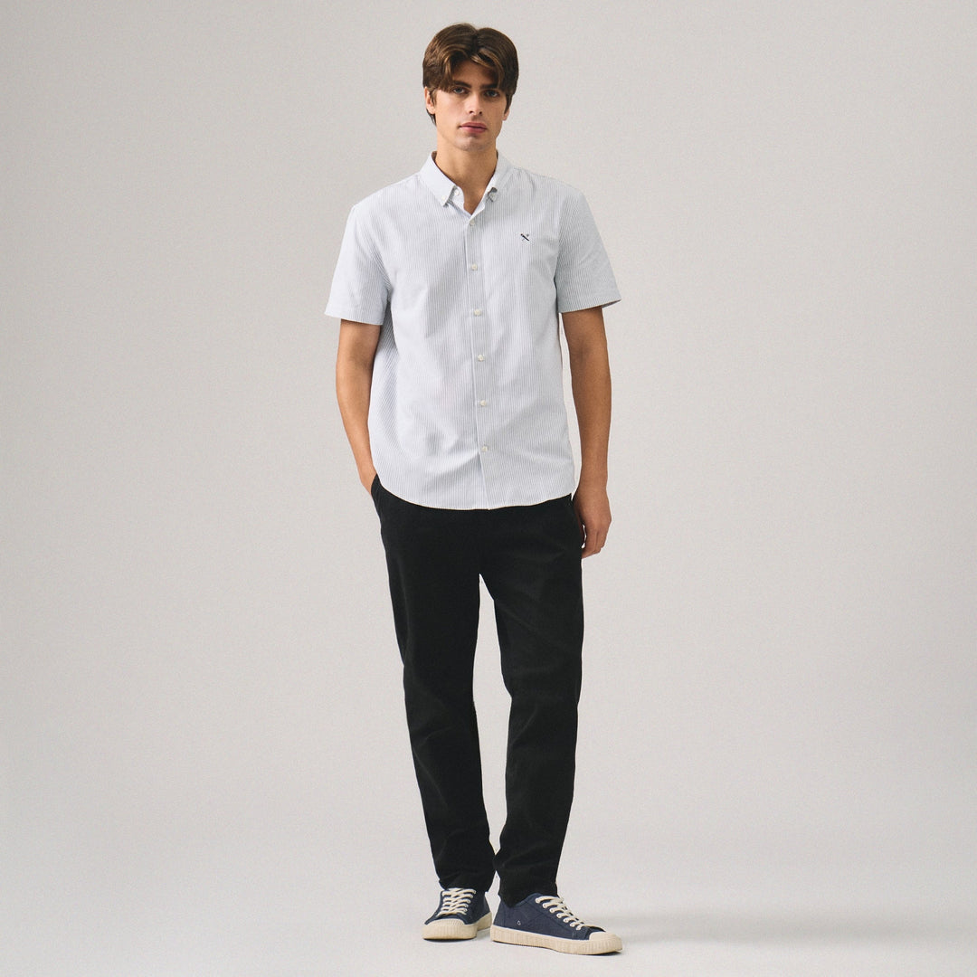 Regular Fit Short Sleeves Striped Oxford Shirt