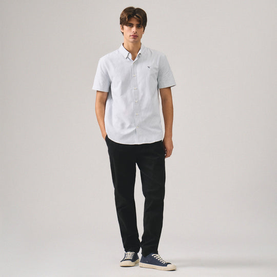 Regular Fit Short Sleeves Striped Oxford Shirt