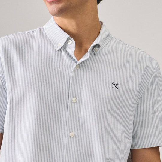Regular Fit Short Sleeves Striped Oxford Shirt