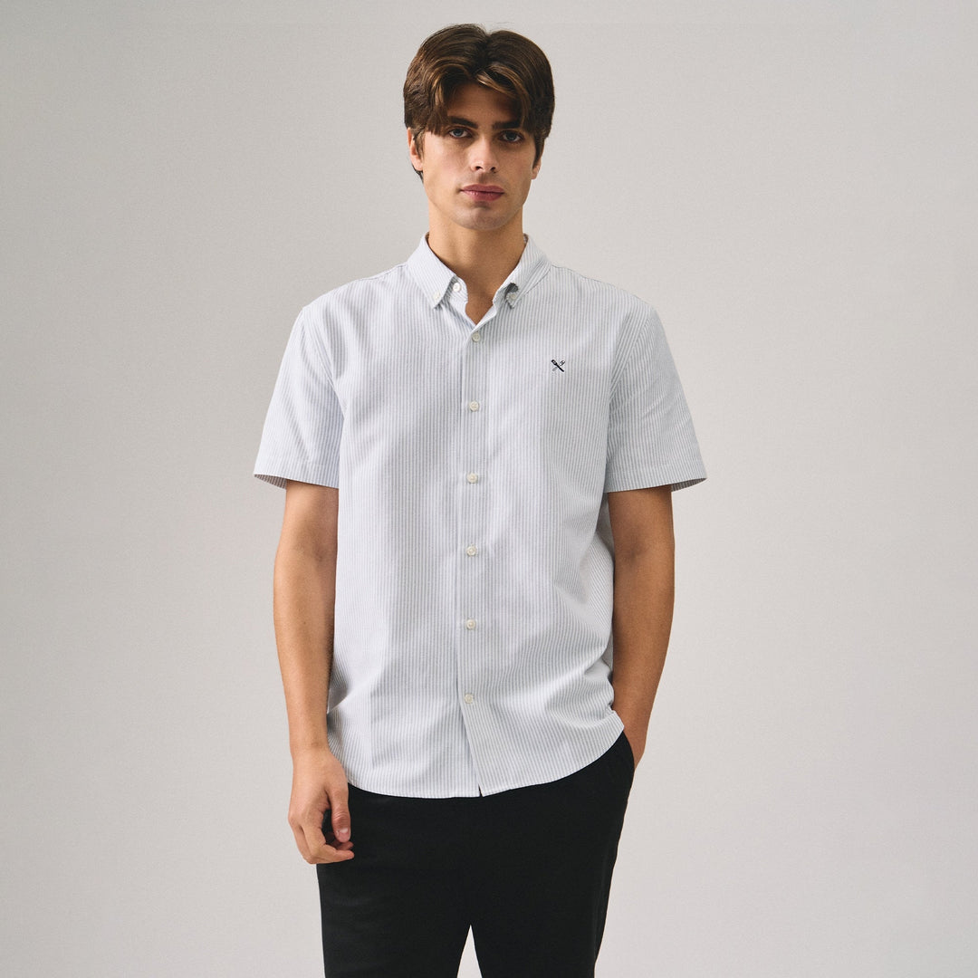 Regular Fit Short Sleeves Striped Oxford Shirt