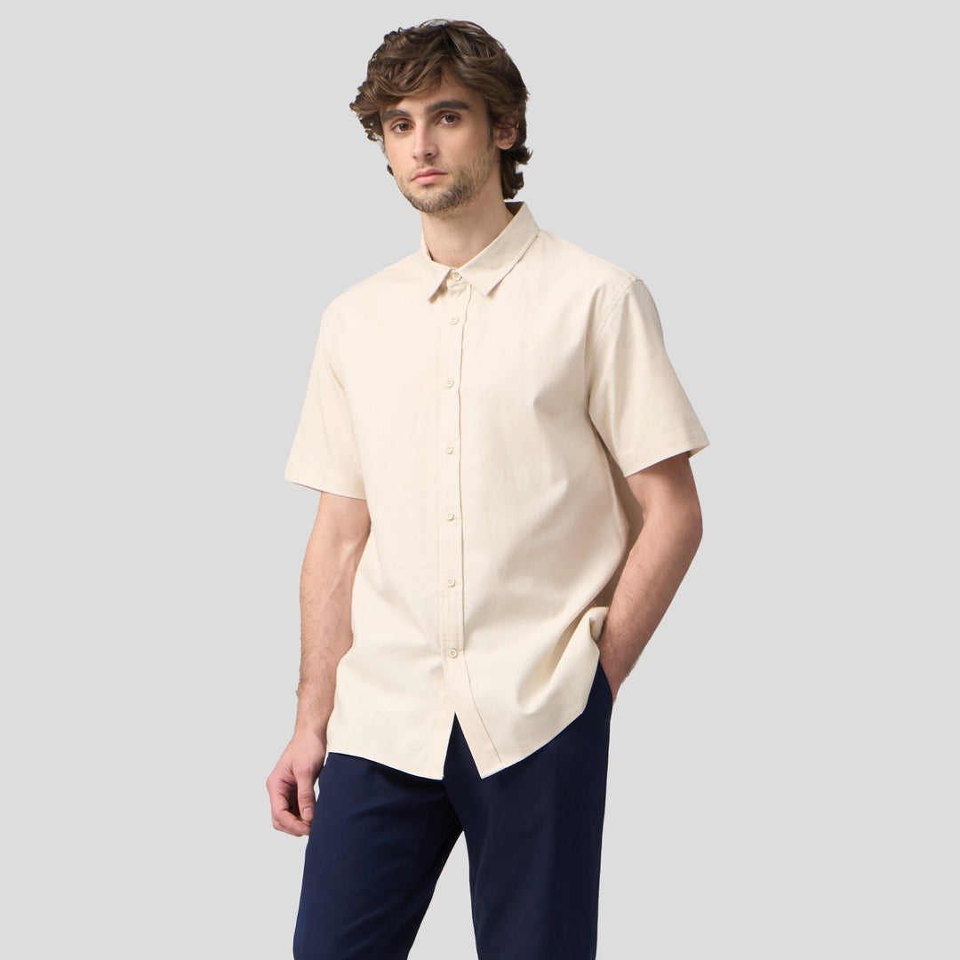 Regular Fit Short Sleeves Linen Shirt