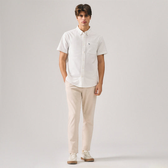 Regular Fit Short Sleeves Chest-Pocket Oxford Shirt