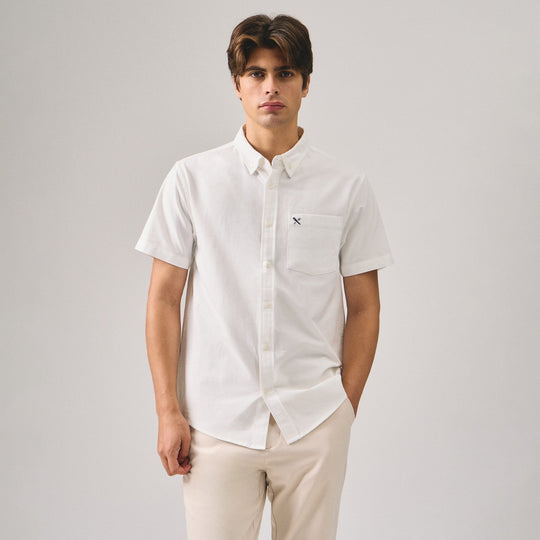 Regular Fit Short Sleeves Chest-Pocket Oxford Shirt