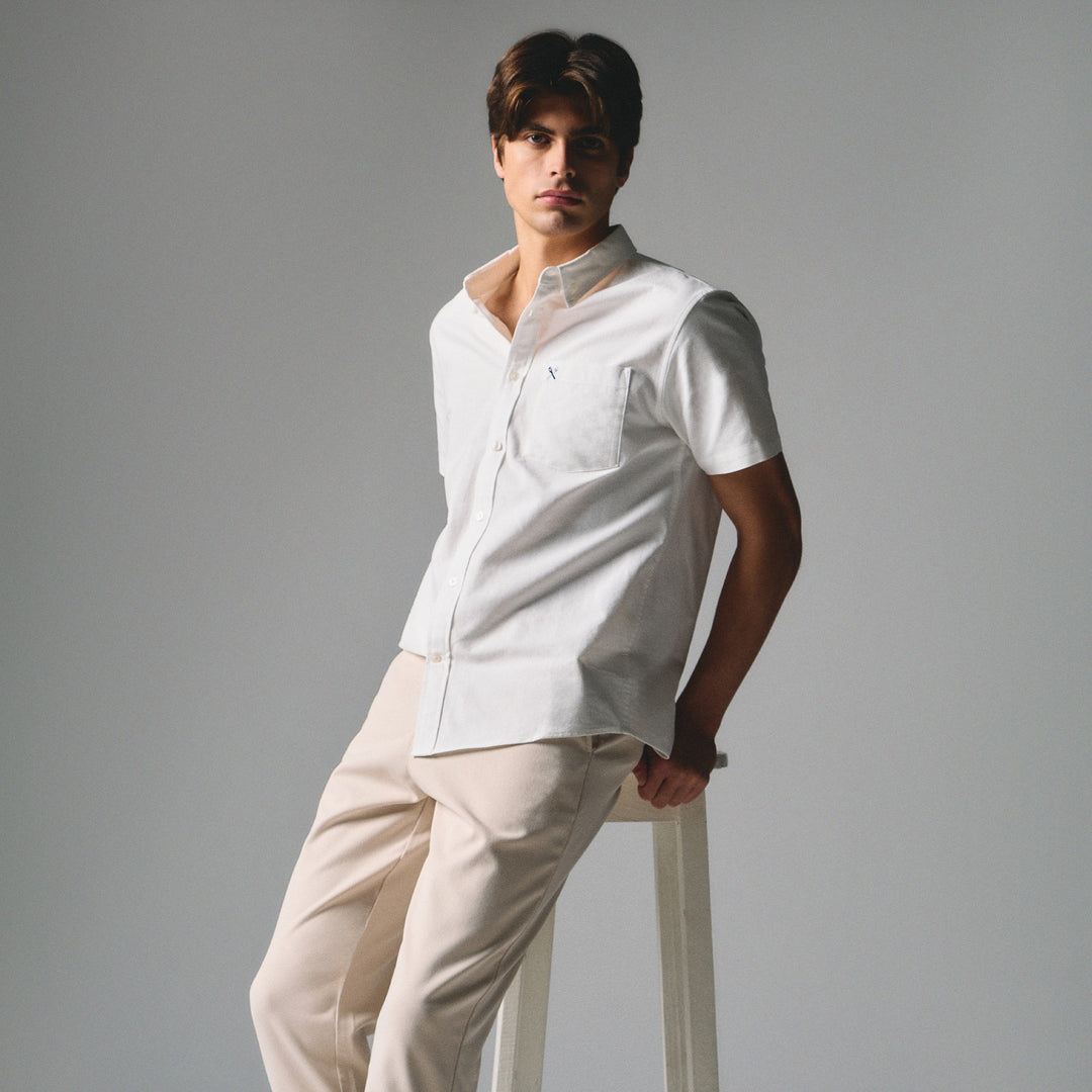 Regular Fit Short Sleeves Chest-Pocket Oxford Shirt