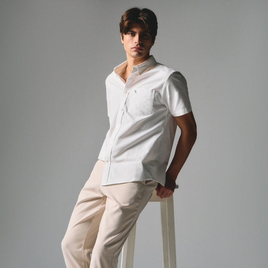 Regular Fit Short Sleeves Chest-Pocket Oxford Shirt