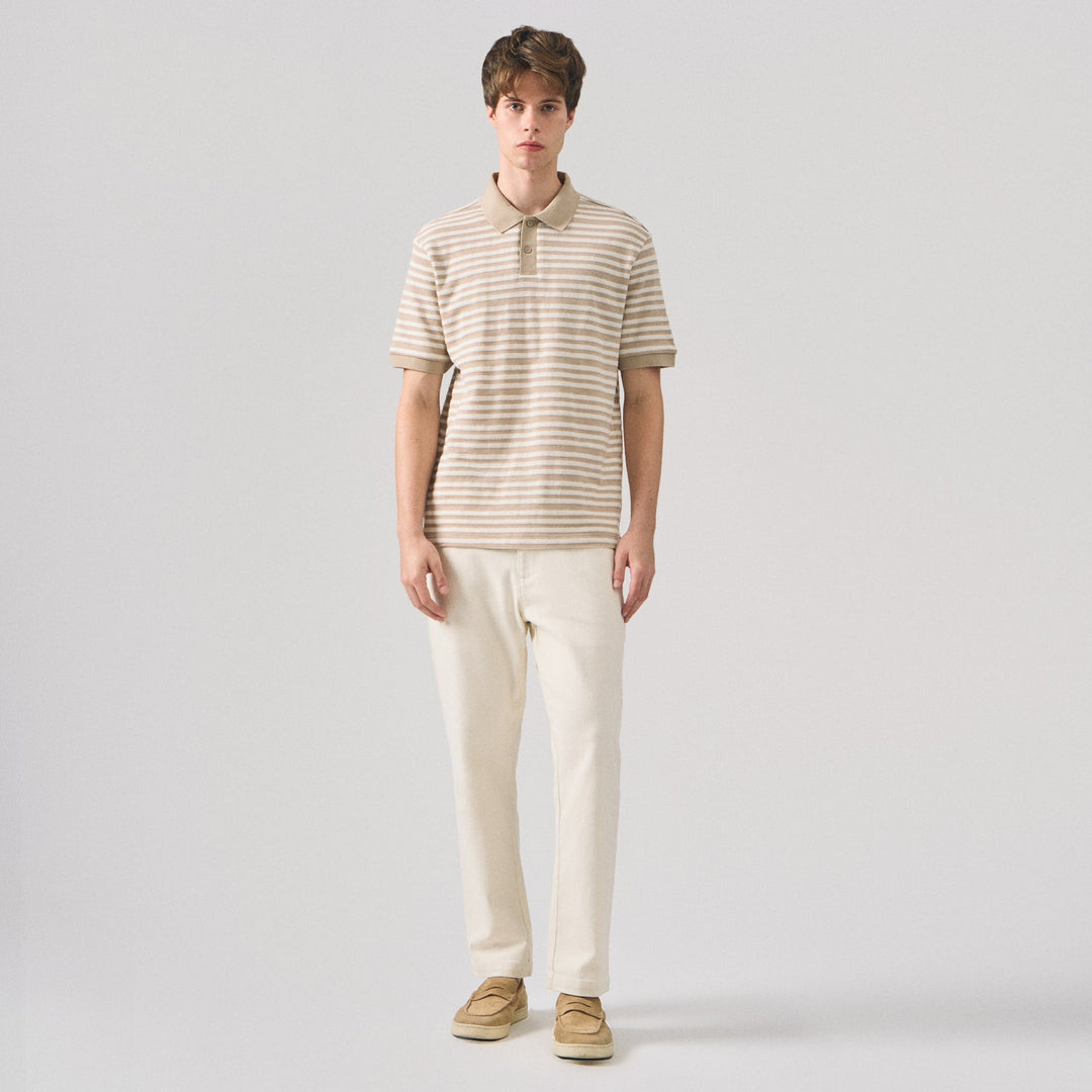 Regular Fit Polo Shirt In Jacquard Striped