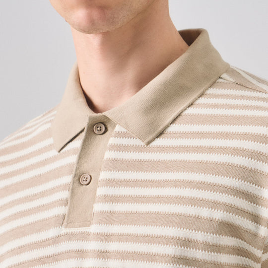 Regular Fit Polo Shirt In Jacquard Striped