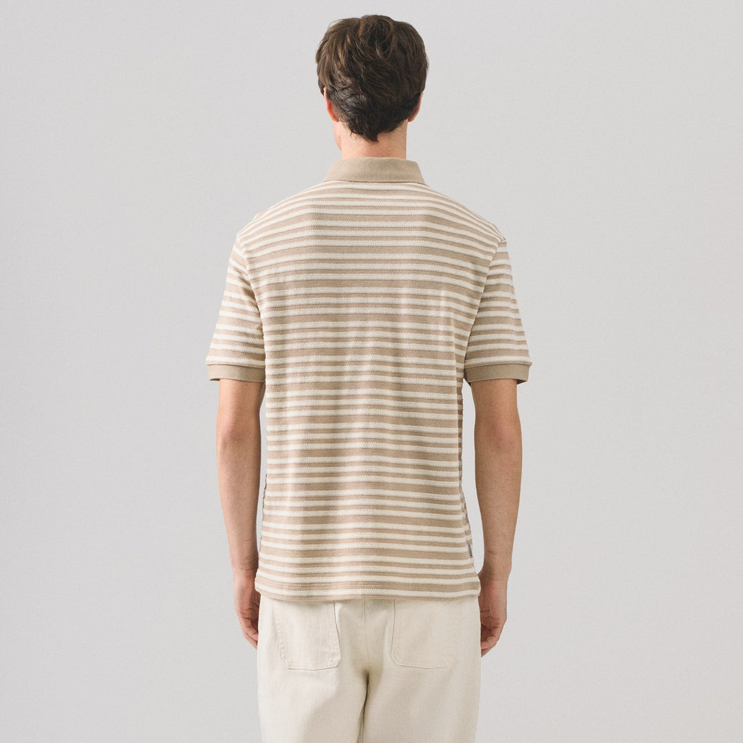 Regular Fit Polo Shirt In Jacquard Striped