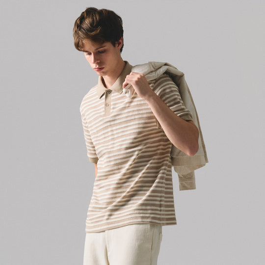Regular Fit Polo Shirt In Jacquard Striped