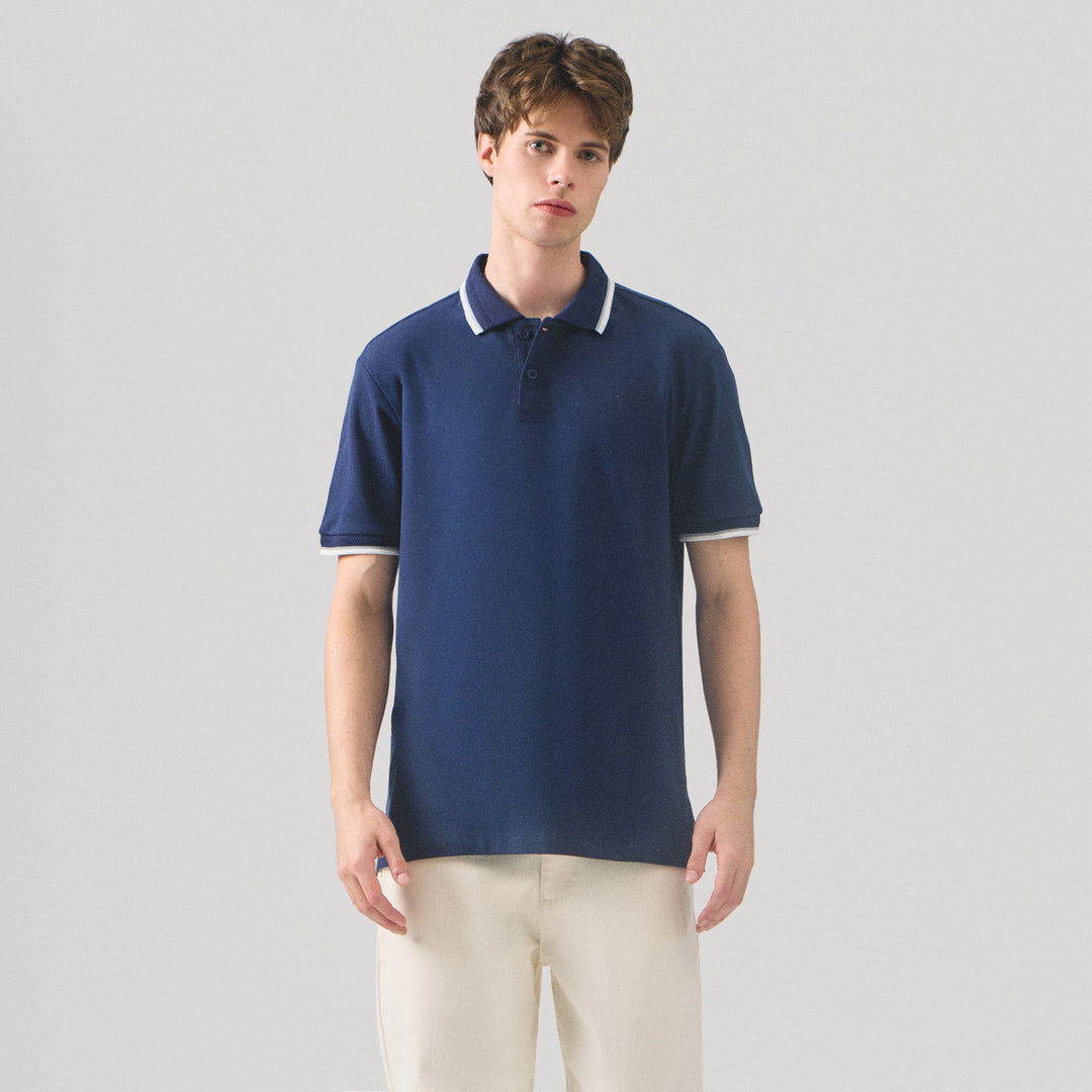 Regular Fit Polo Shirt With Multiple Contrast Tipping In Pique