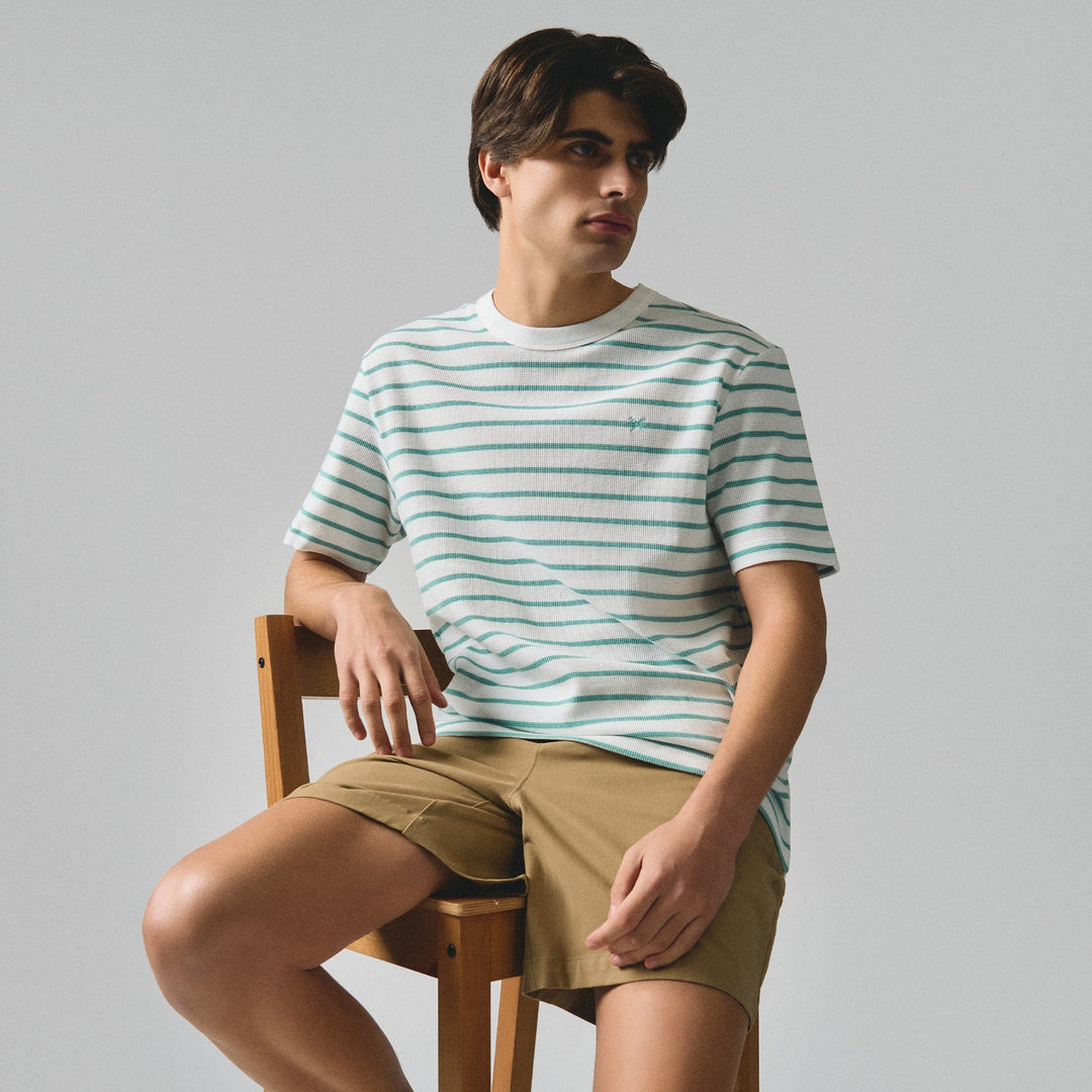 Regular Fit Striped T-Shirt In Thermal Knit