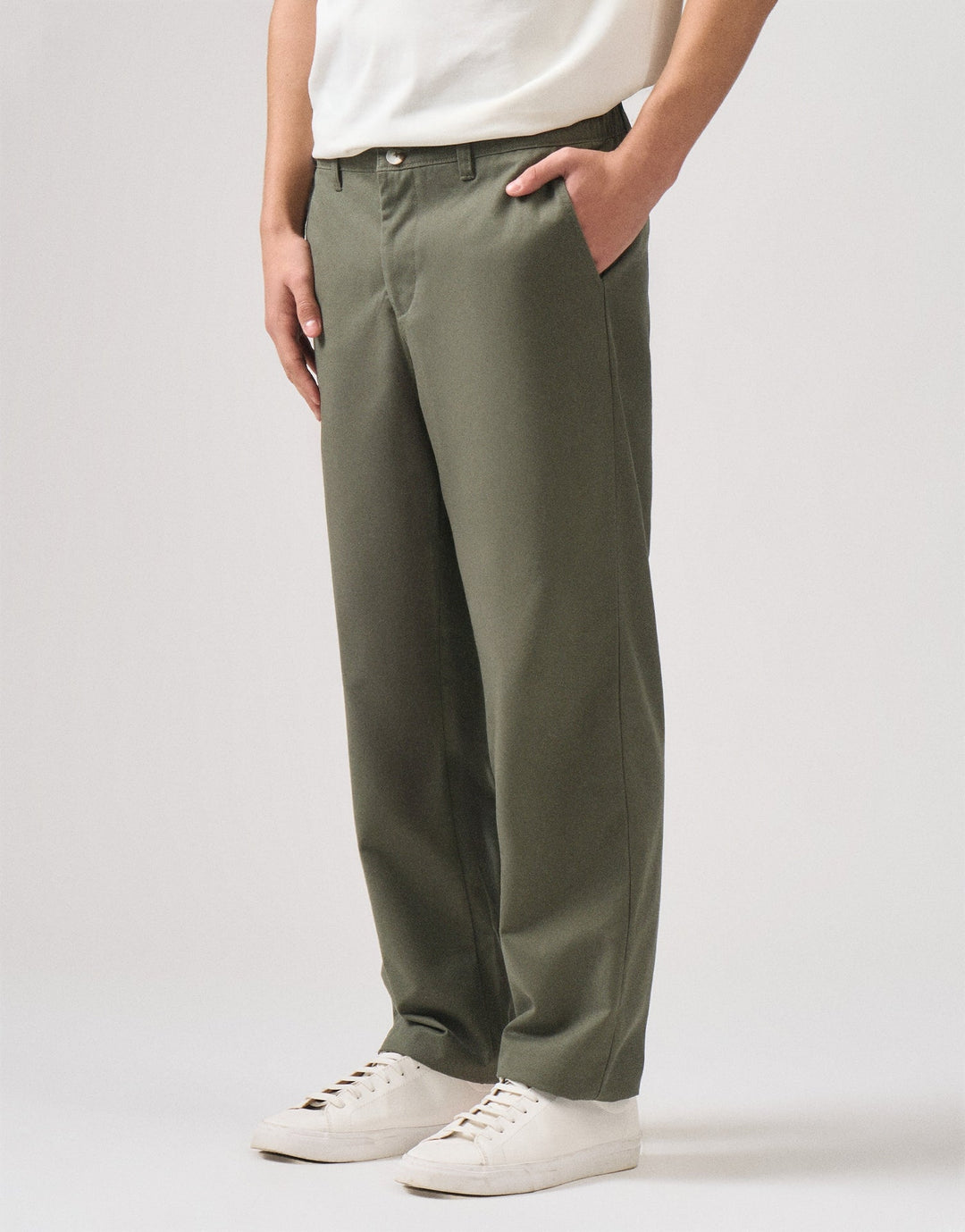 Straight Fit Elastic Back Twill Trousers