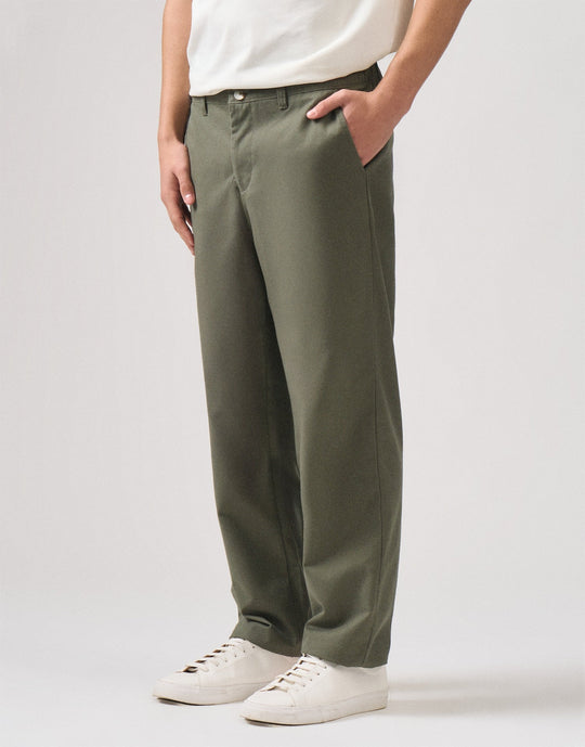 Straight Fit Elastic Back Twill Trousers