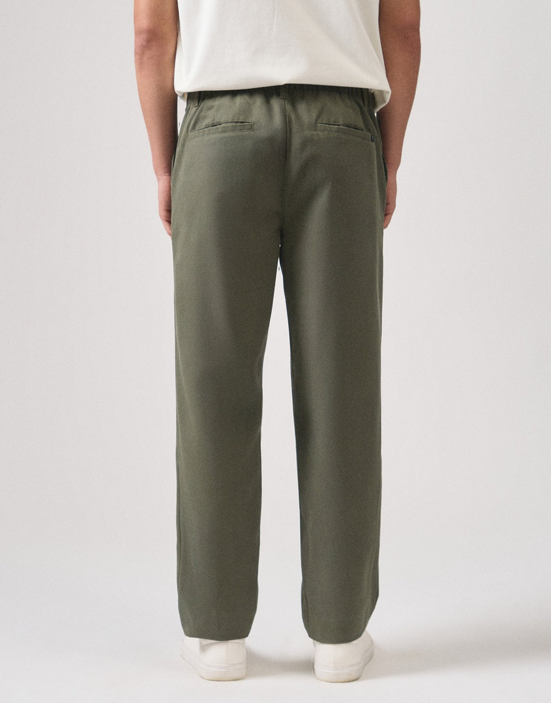 Straight Fit Elastic Back Twill Trousers