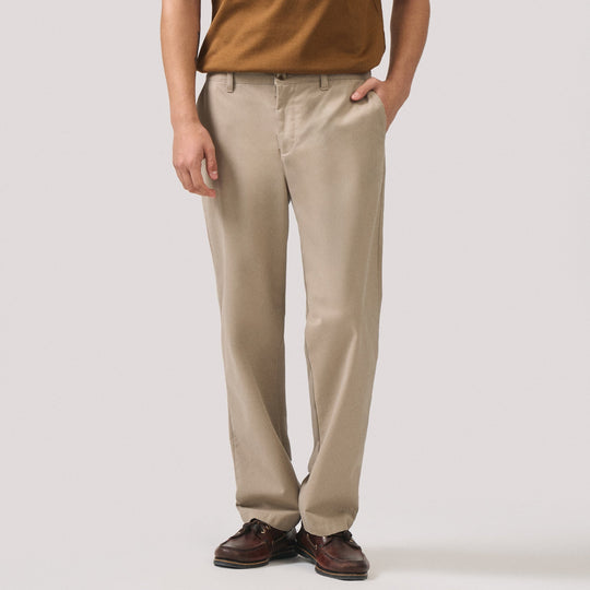 Straight Fit Elastic Back Twill Trousers