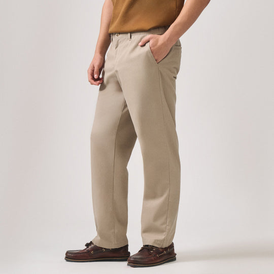 Straight Fit Elastic Back Twill Trousers
