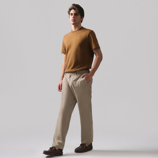 Straight Fit Elastic Back Twill Trousers