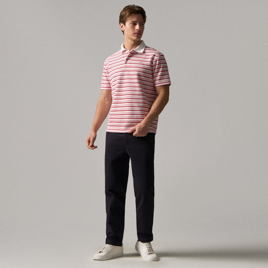 Regular Fit Striped Polo Shirt In Honeycomb Pique