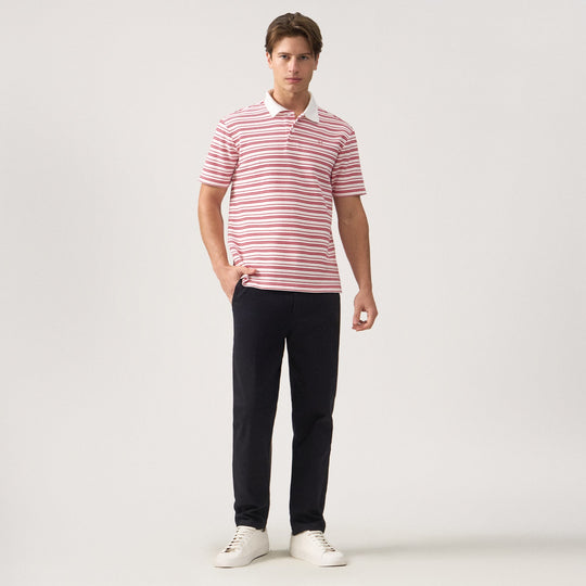 Regular Fit Striped Polo Shirt In Honeycomb Pique
