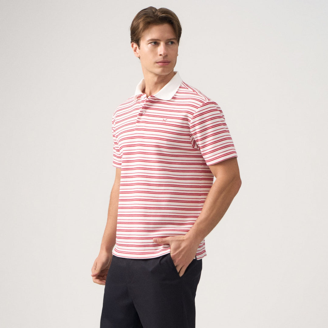 Regular Fit Striped Polo Shirt In Honeycomb Pique
