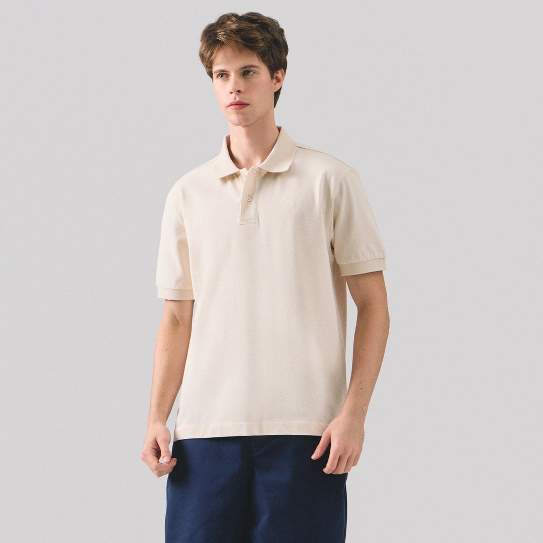 Regular Fit Polo Shirt With Textured Jacquard Collar In Micro Pique
