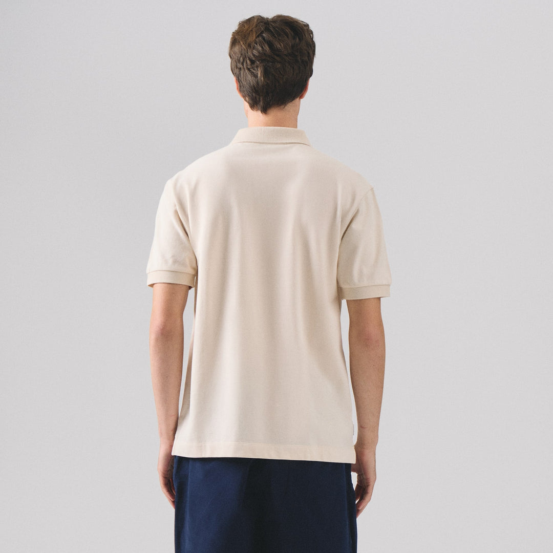 Regular Fit Polo Shirt With Textured Jacquard Collar In Micro Pique