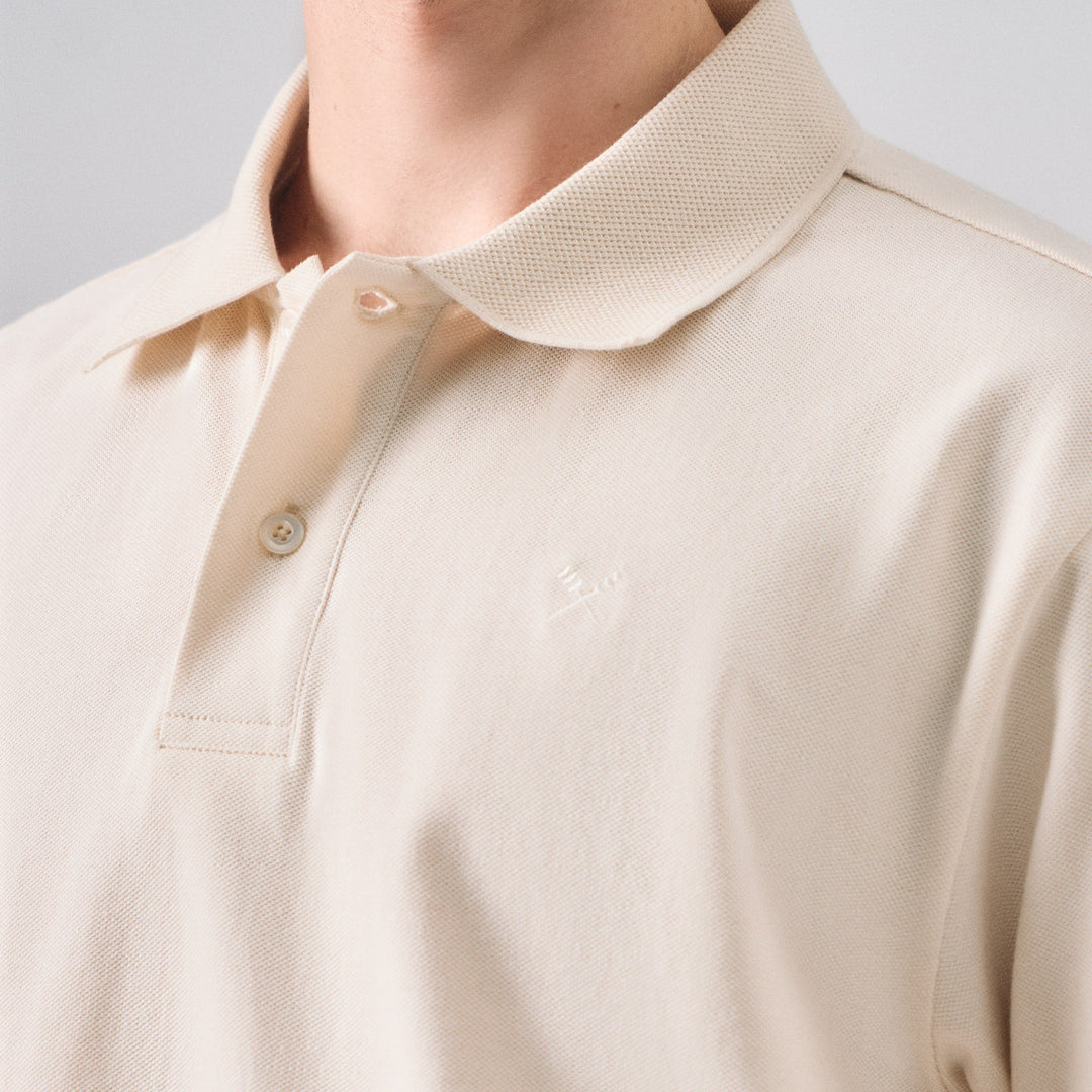 Regular Fit Polo Shirt With Textured Jacquard Collar In Micro Pique